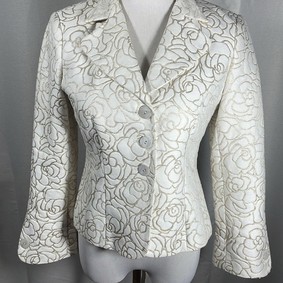 Talbots Jackets & Blazers - Vintage Talbots  Floral Suit Jacket white with gold thread